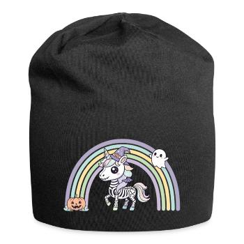 BOHO Skeleton Unicorn with Rainbow – Halloween - Jersey Beanie - black - Front
