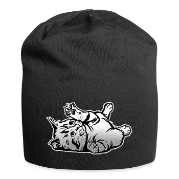 Playful Cat - Jersey Beanie - black - Front