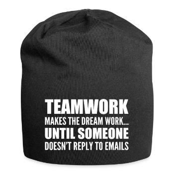 Gemeinschaftsarbeit... ohne E-Mail-Antwort - Jersey-Beanie - Schwarz - Vorne