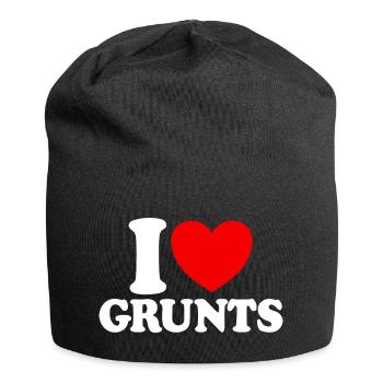 J’adore les grognements Cœur rouge Grognements drôles - Bonnet en jersey - noir - Devant