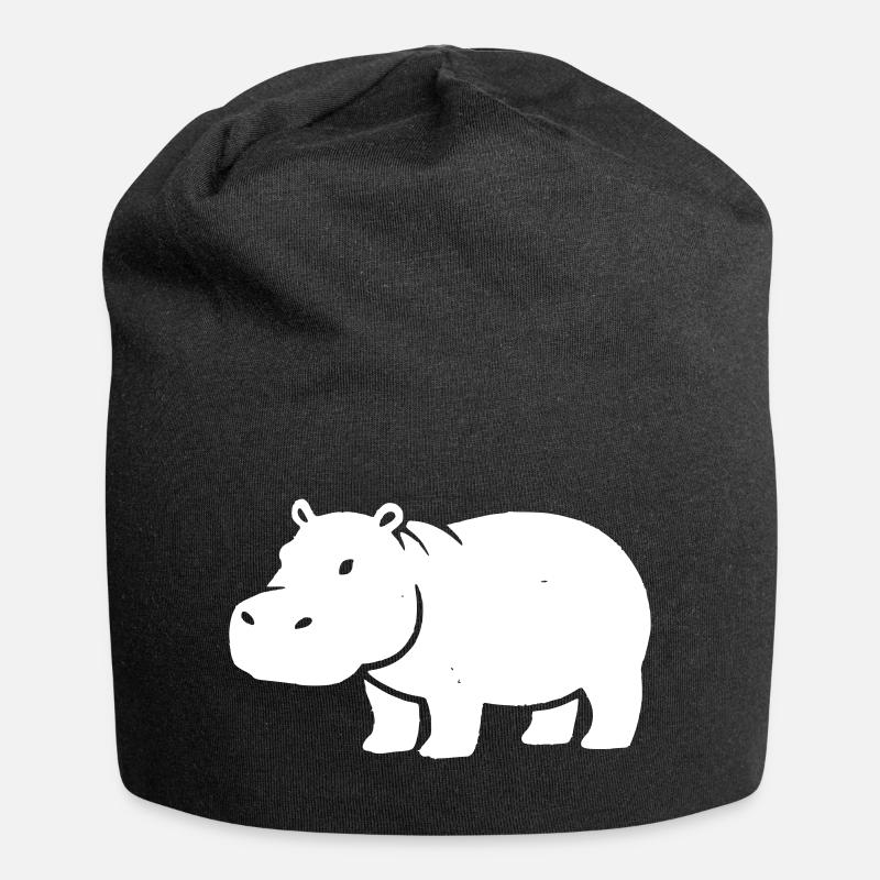 Silhouette Hippopotame Blanche - Bonnet en jersey - noir