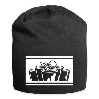 Bierpong Becher Weiß Symbol - Jersey-Beanie - Schwarz - Vorne