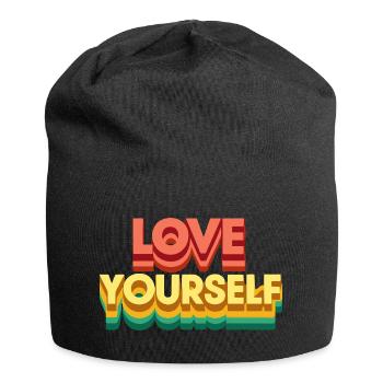 Amour de soi rétro arc en ciel - Bonnet en jersey - noir - Devant