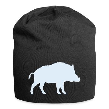 Blue Wild Boar Silhouette - Jersey Beanie - black - Front