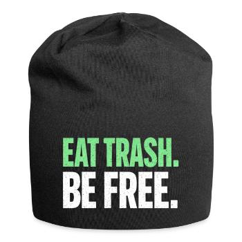 Eat Trash Be Free Spruch Fast Food Humor - Jersey-Beanie - Schwarz - Vorne
