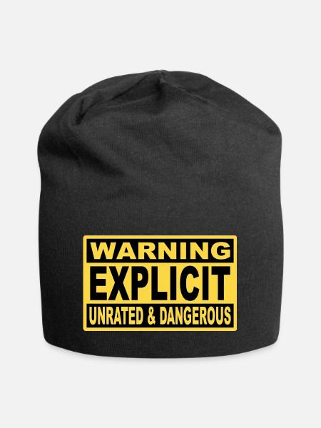 Warnhinweis Explizit: Unrated & Danger.. - Jersey-Beanie - Schwarz