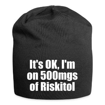 All good, I'm on 500 mg Riskitol. Funny G - Jersey Beanie - black - Front
