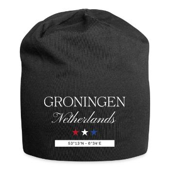 Groningen Niederlande Souvenir – Reise minimalist - Jersey-Beanie - Schwarz - Vorne
