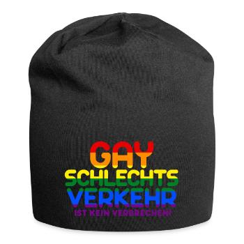 Gayschlechtsverkehr ist kein Verbrechen (bunt) - Jersey-Beanie - Schwarz - Vorne