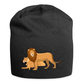 lion loewe cat katze africa afrika sphinx95 - Jersey-Beanie - Schwarz - Vorne