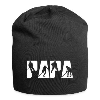 Hockey Papa Vater Tshirt Sport Puck Geschenk - Jersey-Beanie - Schwarz - Vorne