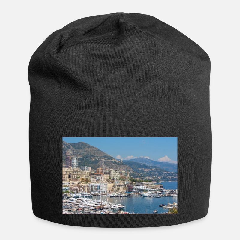 Côte du port de Monaco - Bonnet en jersey - noir