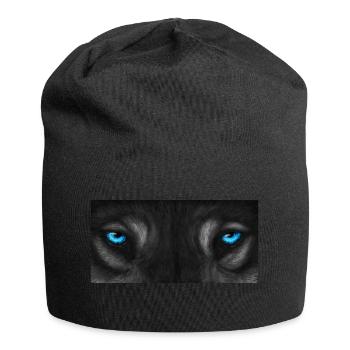 Wolf eye's - blue with gray fur - Jersey Beanie - black - Front