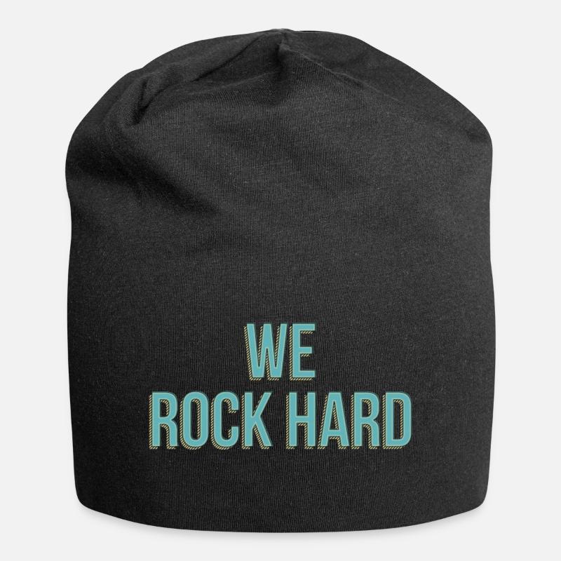 We Rock Hard, motivation, strength - Jersey Beanie - black