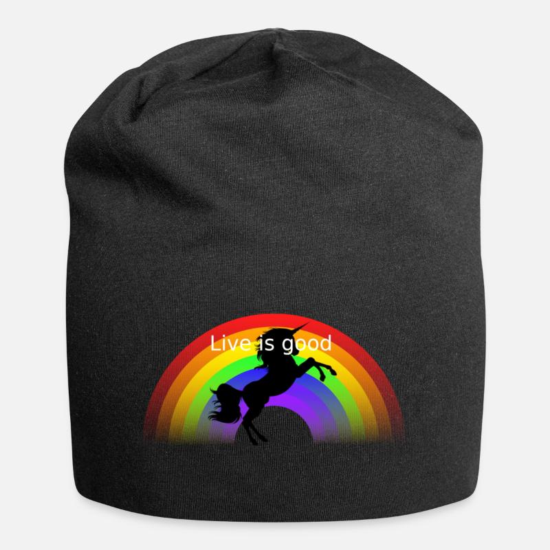 arc en ciel - Bonnet en jersey - noir