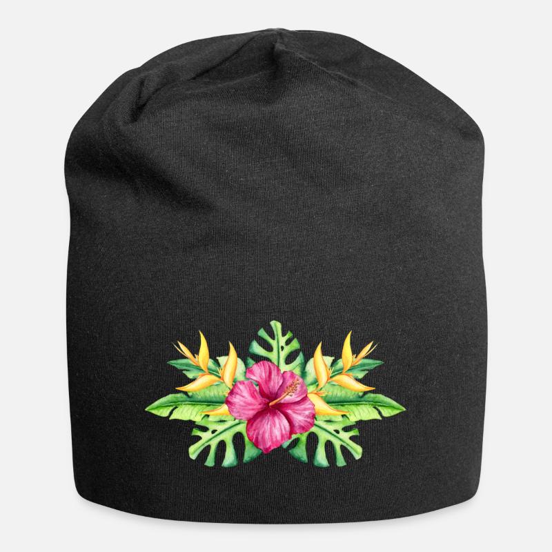 Floraison tropicale colorée - Bonnet en jersey - noir