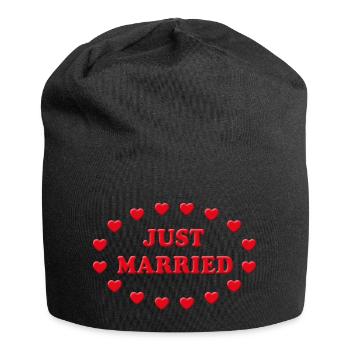 Just Married Hearts (Marriage / Wedding) - Jersey Beanie - black - Front