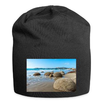 spherical rocks Moeraki Boulders New Zealand Otago - Jersey Beanie - black - Front