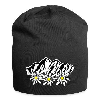 Berge und Edelweiss - Jersey-Beanie - Schwarz - Vorne