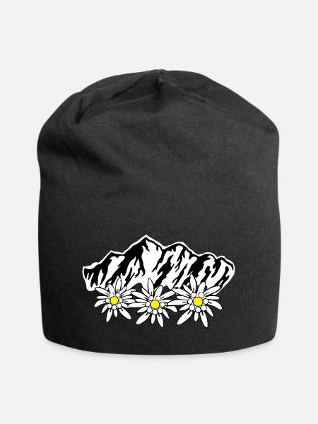 Montagnes et Edelweiss - Bonnet en jersey - noir