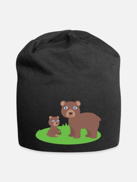 Mutter Bär mit Kind bär - Jersey-Beanie - Schwarz