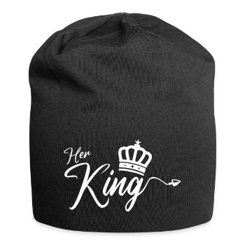 Her King King Queen Pärchenoutfit weiß - Jersey-Beanie - Schwarz - Vorne