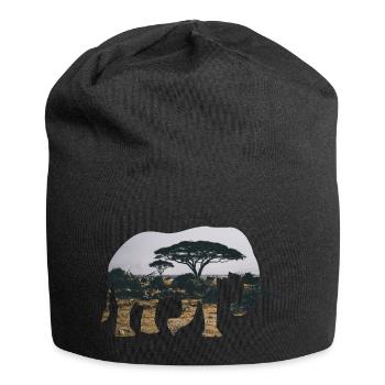 Elefant Savanne Silhouette - Jersey-Beanie - Schwarz - Vorne