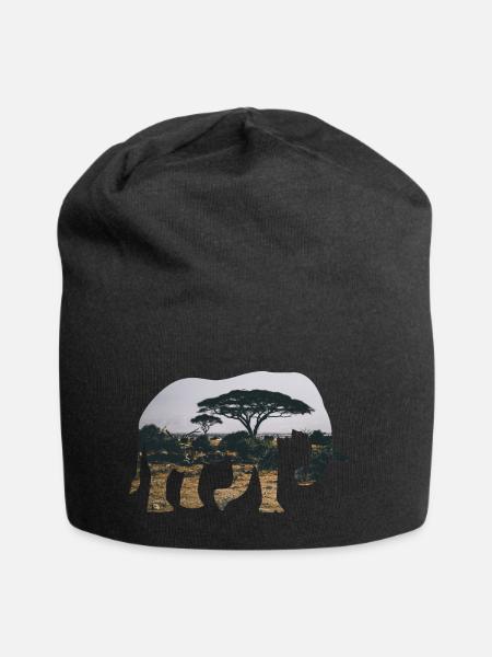 Elefant Savanne Silhouette - Jersey-Beanie - Schwarz