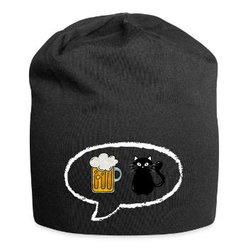 Pensées Bulle: Bière et Chat - Bonnet en jersey - noir - Devant