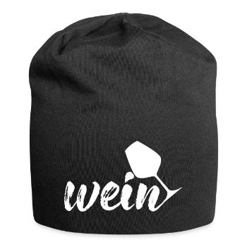Wein, weiß - Jersey-Beanie - Schwarz - Vorne