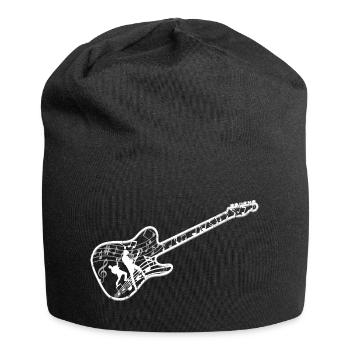 Gitarrist spielt Elektrogitarre - Jersey-Beanie - Schwarz - Vorne