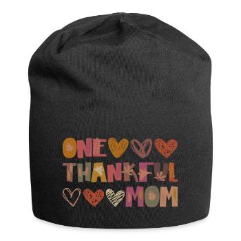 Thankful Mom Mama Herbst Blätter Dankbarkeit - Jersey-Beanie - Schwarz - Vorne
