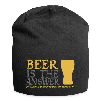 Bier ist die Antwort - Jersey-Beanie - Schwarz - Vorne