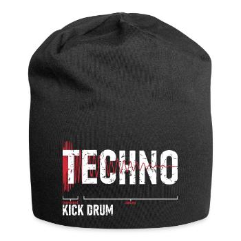 Techno Kick Drum - キックドラム - Jersey-Beanie - Schwarz - Vorne