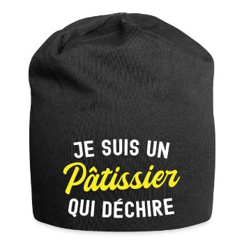 pâtissier qui déchire / humour patissier - Bonnet en jersey - noir - Devant