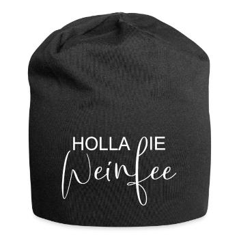 Weißwein Rotwein JGA Vino Wein - Holla die Weinfee - Jersey-Beanie - Schwarz - Vorne