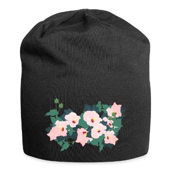Minimalistische Blumen - Jersey-Beanie - Schwarz - Vorne