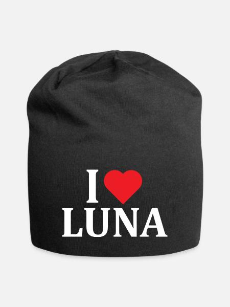 Name T-Shirt I love Luna T-Shirt Geschenkidee - Jersey-Beanie - Schwarz