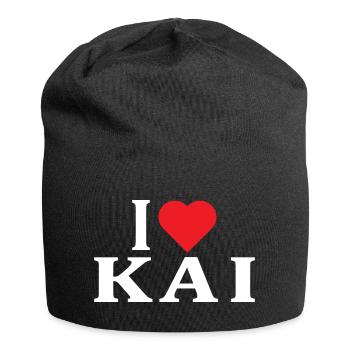 nom du t-shirt J’adore l’idée cadeau du t-shirt Kai - Bonnet en jersey - noir - Devant