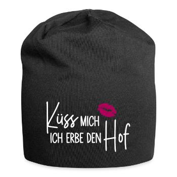 Küss mich Ich erbe den Hof - Hoferbe - Hoferbin - Jersey-Beanie - Schwarz - Vorne