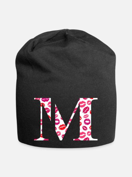 Buchstabe m Küsse - Jersey-Beanie - Schwarz
