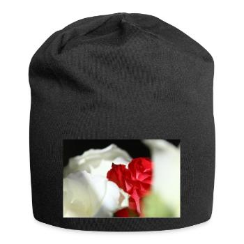 Weiße und rote Rosen - Jersey-Beanie - Schwarz - Vorne