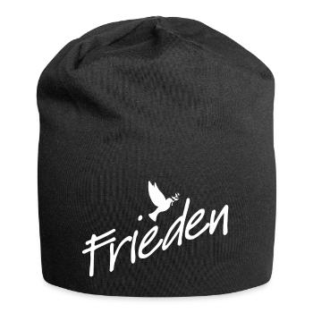 Einfach Frieden für alle - mit Friedenstaube - Jersey-Beanie - Schwarz - Vorne