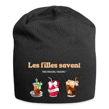 Girls Know Three Drinks Always - Funny - Jersey Beanie - black - Front