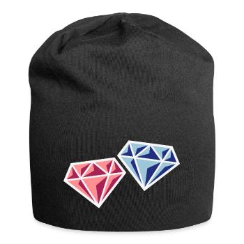 Couple de diamants (symbole de mariage de jeunes mariés / NEG) - Bonnet en jersey - noir - Devant
