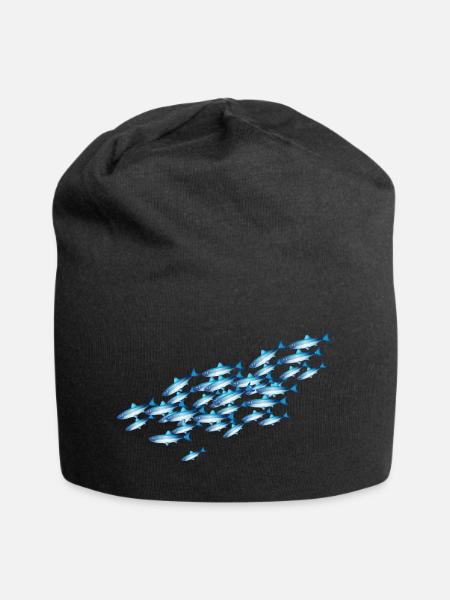 Bancs de poissons bleus brillants dans l’eau - Bonnet en jersey - noir
