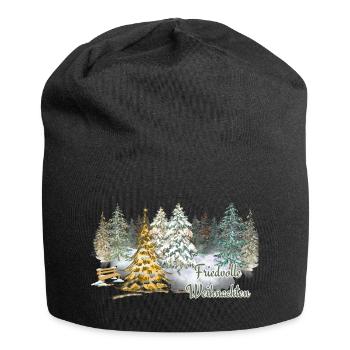 Noël paisible dans la forêt hivernale de l’Avent - Bonnet en jersey - noir - Devant
