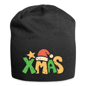 XMAS Schriftzug im weihnachtlichen Cartoonstil - Jersey-Beanie - Schwarz - Vorne