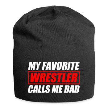 Mon catcheur préféré : Papa drôle de catch - Bonnet en jersey - noir - Devant