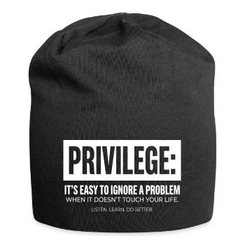 Déclaration de privilège Typographie Motif du texte - Bonnet en jersey - noir - Devant